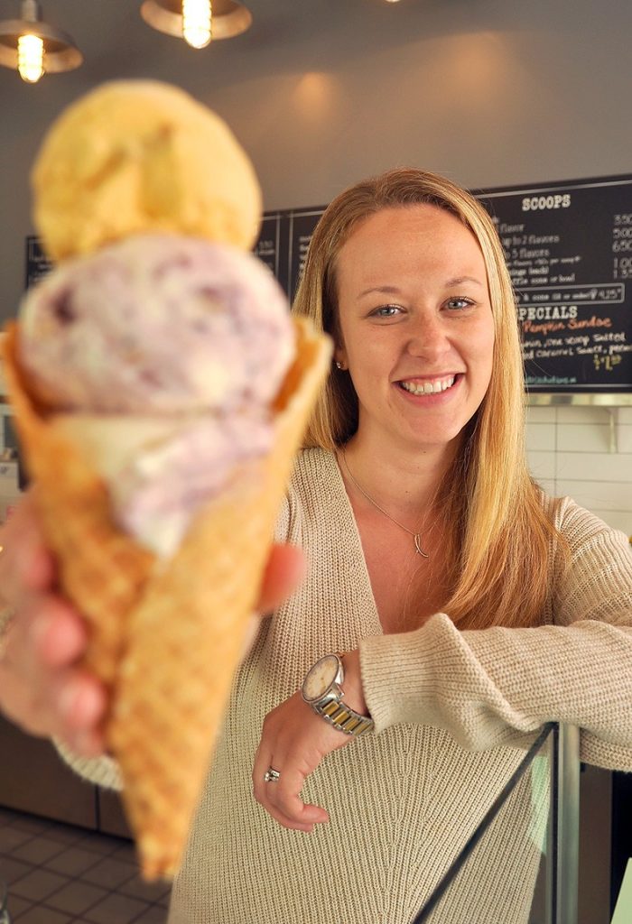 Tin Pot Creamery owner Becky Sunseri at her San Mateo store. (Photo by Charles Russo)