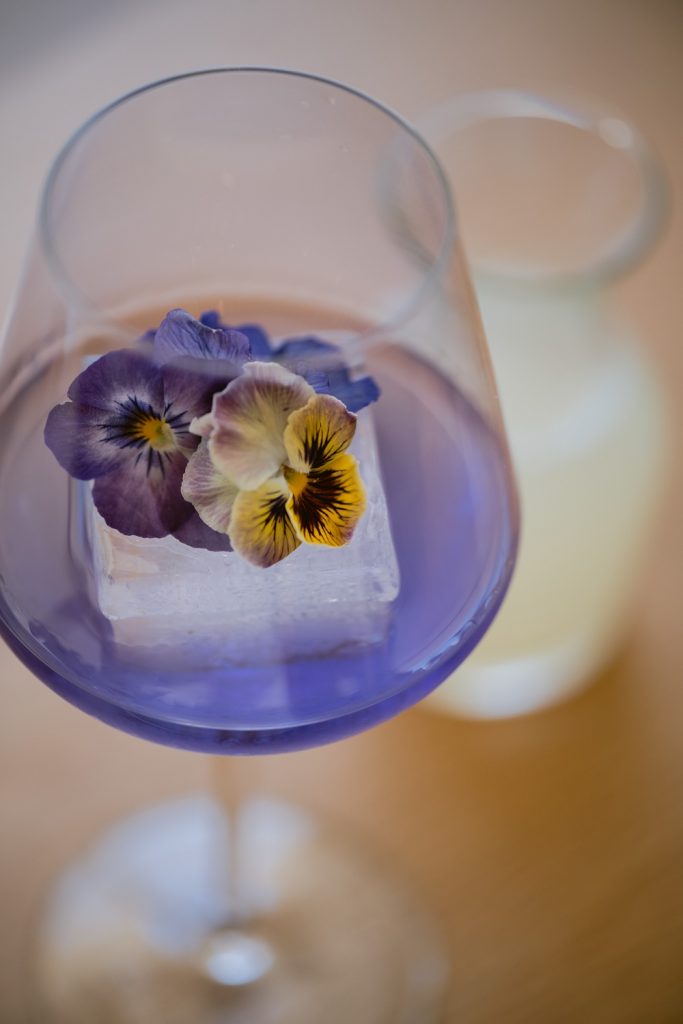 The Maharani cocktail at Saffron is made with butterfly tea-infused gin, vermouth, lime and tonic.