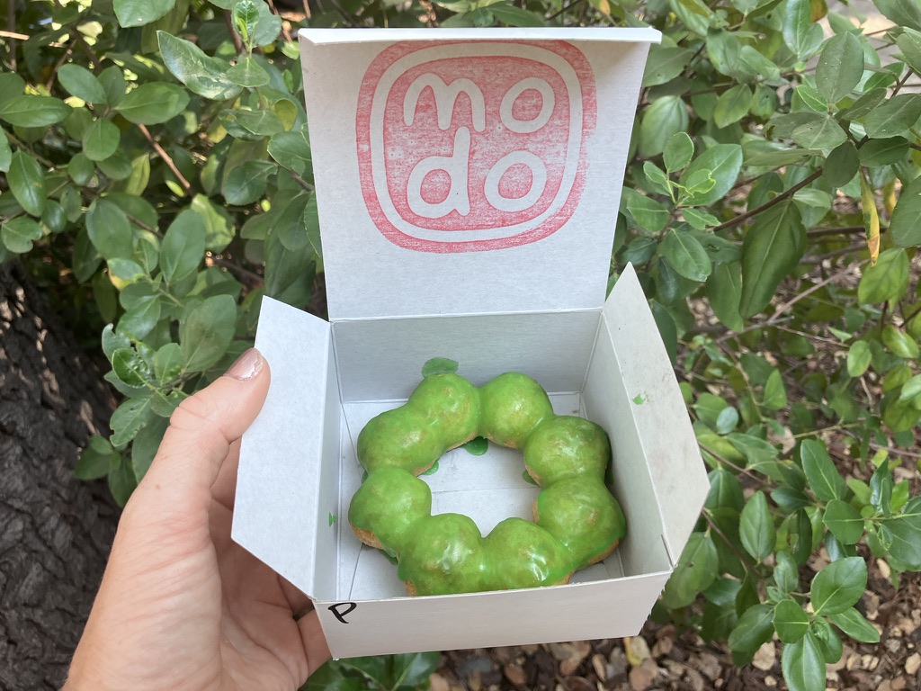 A pandan mochi doughnut from Modo Hawaii in Santa Clara.
